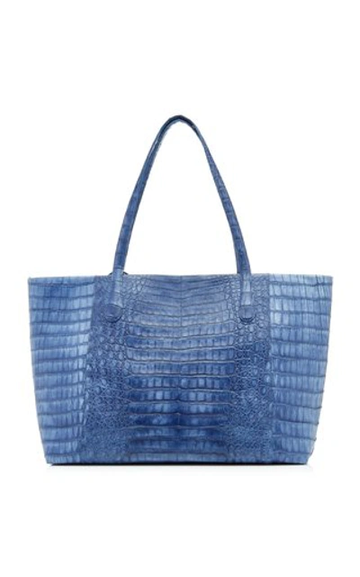 Shop Nancy Gonzalez Erica Medium Crocodile Zipper Bag In Blue