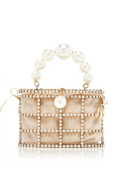 Shop Rosantica Mini Holli Pearl Caged Top Handle Bag In Gold