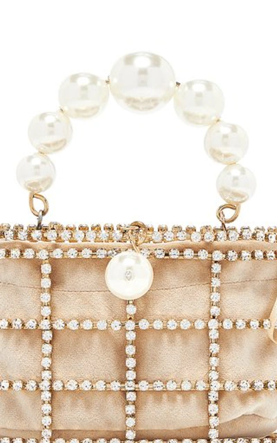 Shop Rosantica Mini Holli Pearl Caged Top Handle Bag In Gold