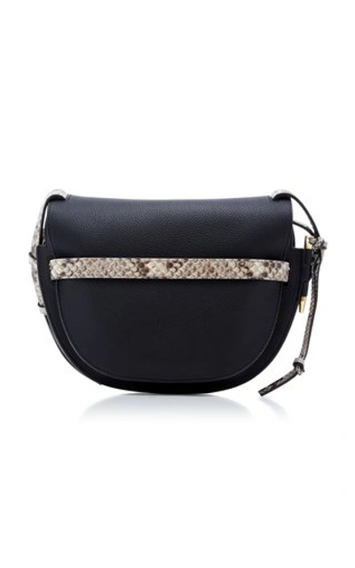 Shop Loewe Gate Python And Leather Shoulder Bag In Black