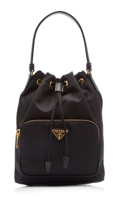 Shop Prada Nylon Bucket Bag In Black