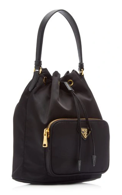 Shop Prada Nylon Bucket Bag In Black