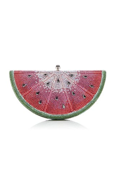 Shop Judith Leiber Watermelon Slice Crystal Novelty Clutch In Pink