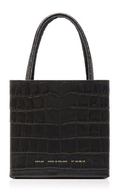 Shop Chylak Croc-effect Leather Tote In Black