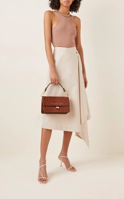 Shop Chylak Croc-effect Leather Shoulder Bag In Brown