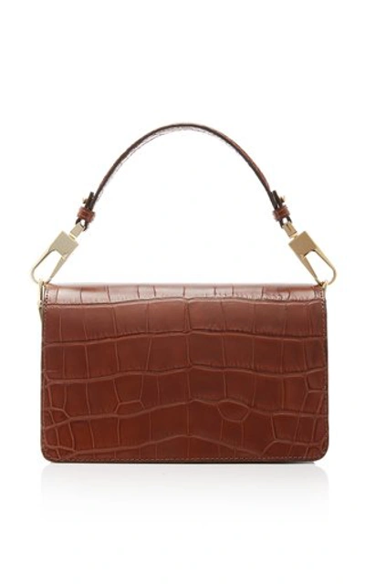 Shop Chylak Croc-effect Leather Shoulder Bag In Brown