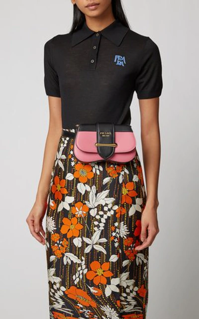 Shop Prada Sidonie Two-tone Leather Belt Bag In Pink