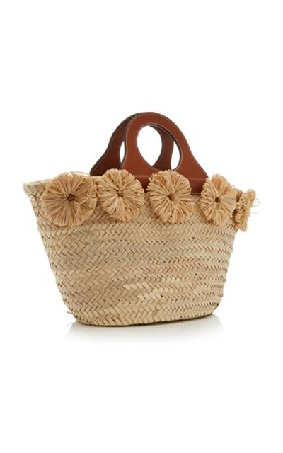 Shop Poolside Ischia Raffia-trimmed Straw Tote In Brown