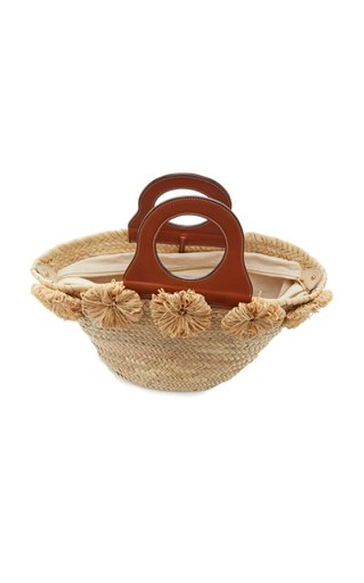 Shop Poolside Ischia Raffia-trimmed Straw Tote In Brown