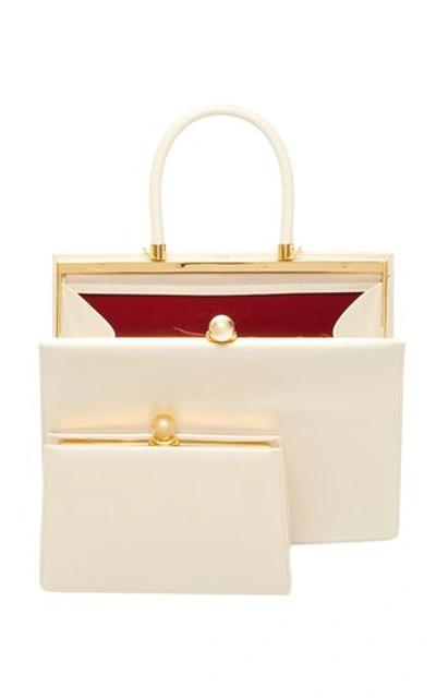 Shop Ratio Et Motus Twin Frame Leather Top Handle Bag In White