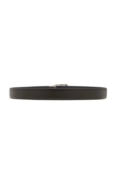 Shop Prada Reversible Long Leather Belt In Black/white