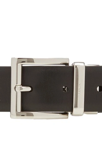Shop Prada Reversible Long Leather Belt In Black/white