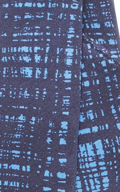 Shop Prada Printed Silk Tie In Blue