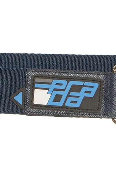 Shop Prada Logo Webbed D-ring Belt In Blue