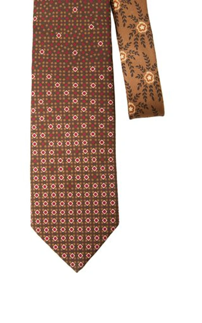 Shop Prada Bean-print Silk Tie In Orange