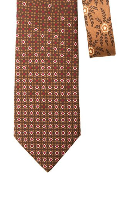 Shop Prada Bean-print Silk Tie In Orange