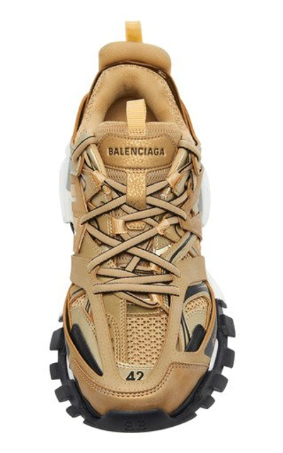 Shop Balenciaga Track Metallic Mesh Sneakers In Gold