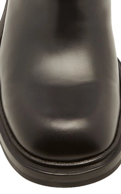 Shop Prada Leather Chelsea Boots In Black