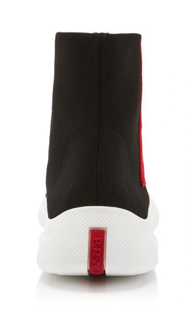 Shop Prada High-top Logo Sock Sneakers In Black