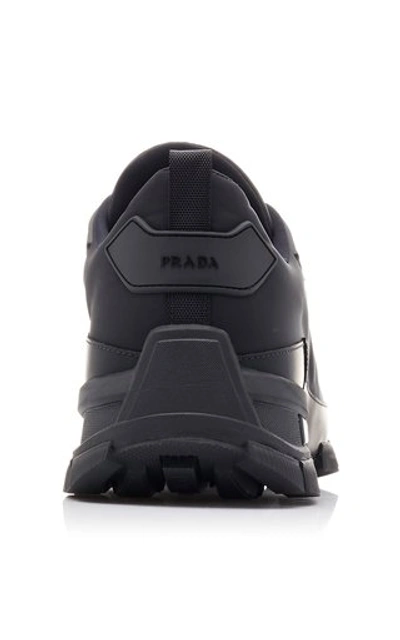 Shop Prada Rubber-trimmed Neoprene Sneakers In Black