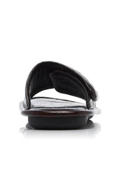 Shop Balenciaga Home Croc-embossed Leather Sandal In Black