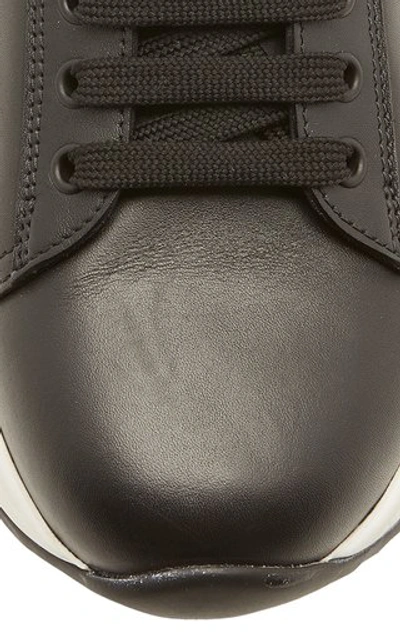 Shop Prada Barca Leather Sneakers In Black