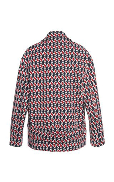 Shop Prada Embroidered Jacquard Jacket In Print