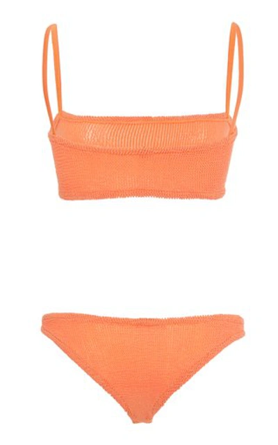 Shop Hunza G Gigi Square-neck Textured Bikini In Orange