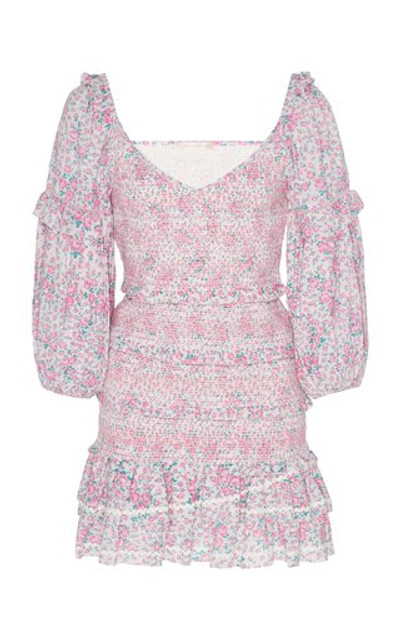 Shop Loveshackfancy Ensley Printed Cotton Mini Dress In Pink