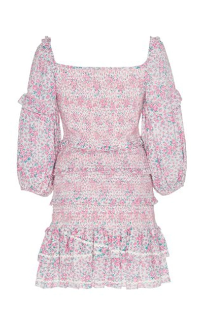 Shop Loveshackfancy Ensley Printed Cotton Mini Dress In Pink