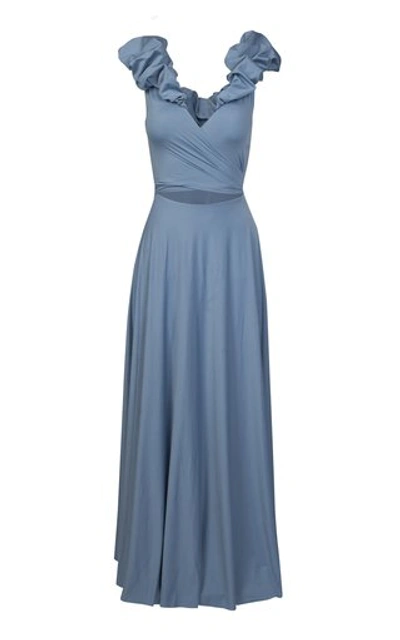Shop Maygel Coronel Women's Exclusive Maria Reversible Lycra Maxi Dress In Blue,brown