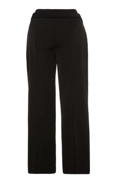 Shop Prada Cropped Stretch-knit Straight-leg Pants In Black