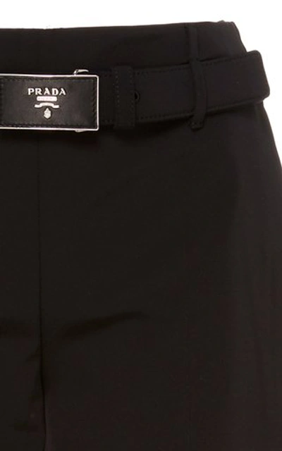 Shop Prada Cropped Stretch-knit Straight-leg Pants In Black