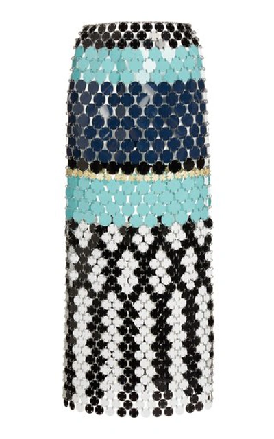 Shop Paco Rabanne Color-block Oversized Sequined Skirt In Blue