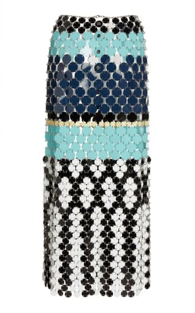 Shop Paco Rabanne Color-block Oversized Sequined Skirt In Blue