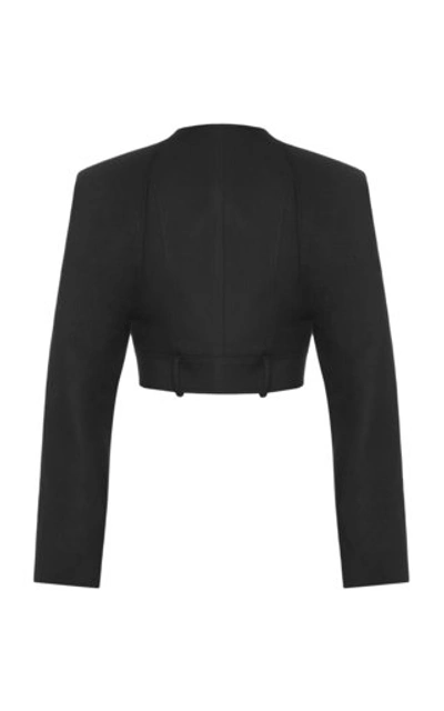 Shop Aleksandre Akhalkatsishvili Women's Crepe Cropped Blazer In Black