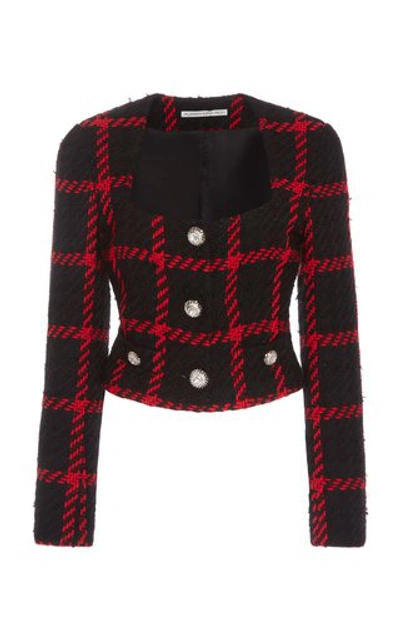 Shop Alessandra Rich Women's Cropped Checked Tweed Jacket In Plaid