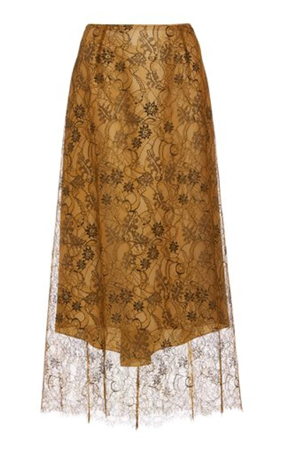 Shop Vince Lace Slip Skirt In Brown