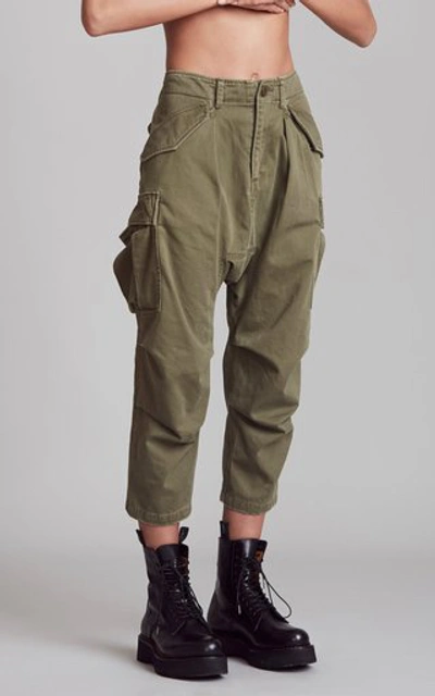 Shop R13 Women's Harem Cotton Cropped Cargo Pants In Green