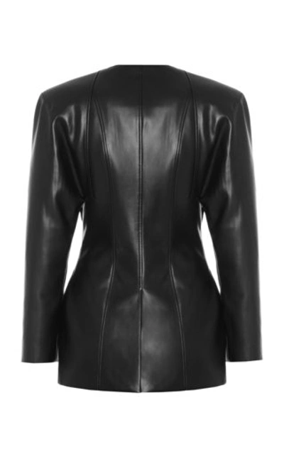 Shop Aleksandre Akhalkatsishvili Women's Collarless Vegan Leather Blazer In Black