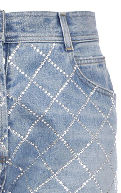Shop Balmain Strass Grid Boyfriend Jeans In Light Wash