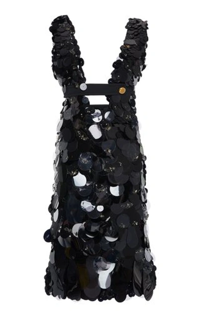 Shop Prada Cutout Sequined Silk Dress In Black