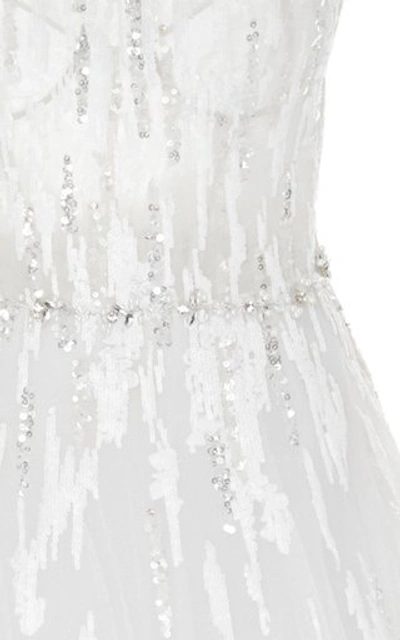 Shop Mira Zwillinger Navara Sequined Silk And Cotton-blend Tulle Gown In White