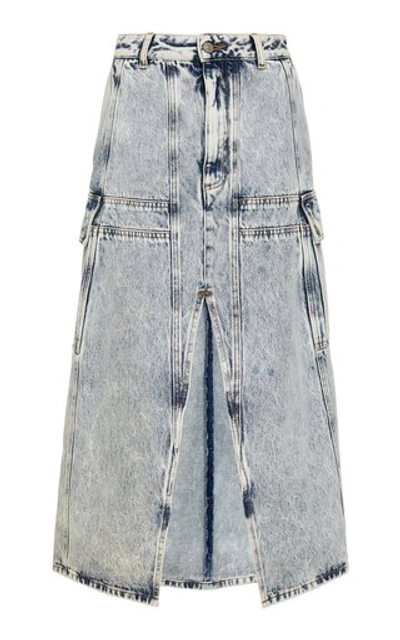 Shop Mm6 Maison Margiela Denim Midi Skirt In Medium Wash