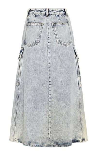 Shop Mm6 Maison Margiela Denim Midi Skirt In Medium Wash