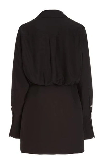 Shop Gauge81 Naha Draped Silk Mini Shirt Dress In Black