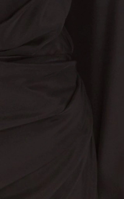Shop Gauge81 Naha Draped Silk Mini Shirt Dress In Black
