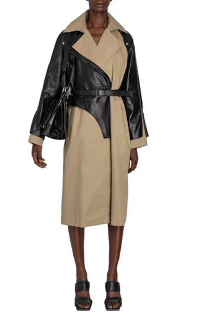 Shop Boyarovskaya Women's Convertible Leather-paneled Gabardine Trench Coat In Neutral