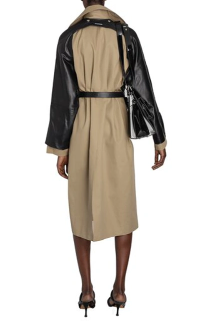 Shop Boyarovskaya Women's Convertible Leather-paneled Gabardine Trench Coat In Neutral