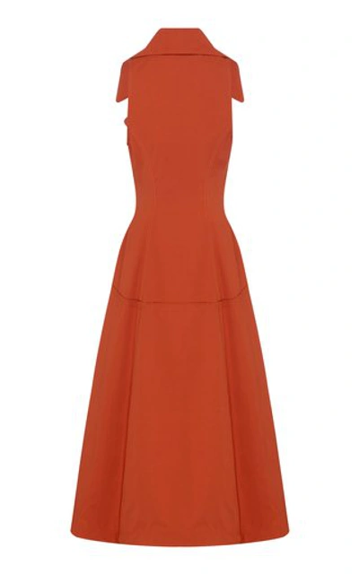 Shop Aje Interlace Tie-accented Gabardine Trench Coat Dress In Orange